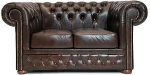 Chesterfield Bank Leer 2 zits Cloudy Brown