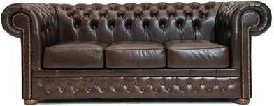 Chesterfield Bank Leer 3 zits Cloudy Brown