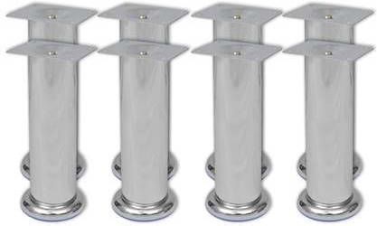 vidaXL Bankpoten rond 8 st 180 mm chroomkleurig