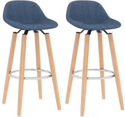 vidaXL Barkrukken 2 st stof blauw