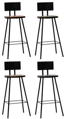 vidaXL Barstoelen massief gerecycled hout meerkleurig 4 st