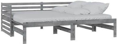 vidaXL Bedbank uitschuifbaar massief grenenhout grijs 2x(90x200)cm
