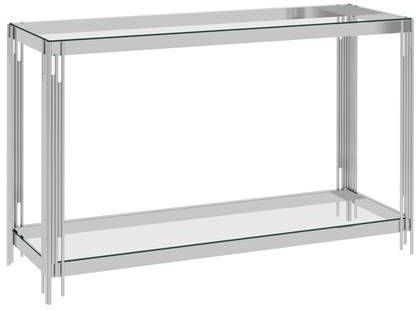 vidaXL Bijzettafel 120x40x78 cm roestvrij staal en glas zilverkleurig