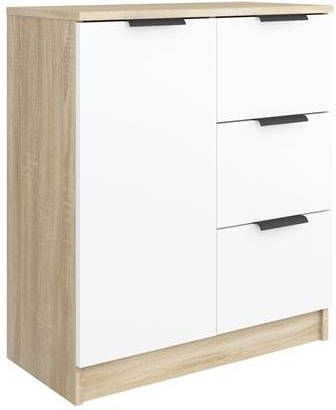 vidaXL Dressoir 60x30x70 cm bewerkt hout wit en sonoma eikenkleurig
