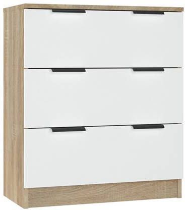 vidaXL Dressoir 60x30x70 cm bewerkt hout wit en sonoma eikenkleurig