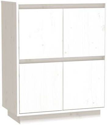 vidaXL Dressoir 60x34x75 cm massief grenenhout wit