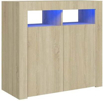 vidaXL Dressoir met LED verlichting 80x35x75 cm sonoma eikenkleurig