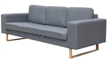 vidaXL Driezitsbank lichtgrijs textiel