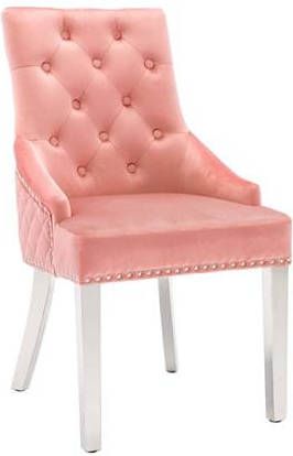 vidaXL Eetkamerstoel fluweel roze