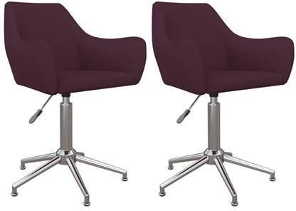 vidaXL Eetkamerstoelen 2 st draaibaar stof paars