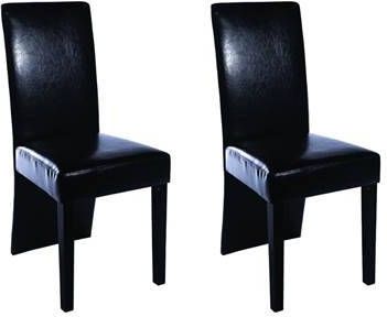 vidaXL Eetkamerstoelen doorlopende rugleuning kunstleer 2 st