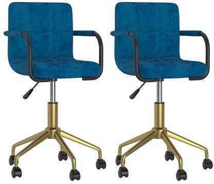 vidaXL Eetkamerstoelen draaibaar 2 st fluweel blauw