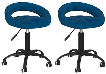 vidaXL Eetkamerstoelen draaibaar 2 st fluweel blauw