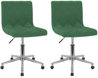 vidaXL Eetkamerstoelen draaibaar 2 st fluweel donkergroen