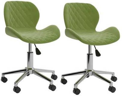 vidaXL Eetkamerstoelen draaibaar 2 st fluweel lichtgroen