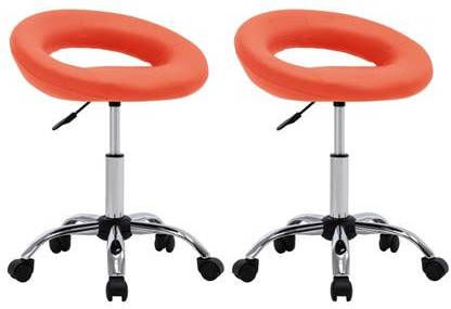 vidaXL Eetkamerstoelen draaibaar 2 st kunstleer oranje
