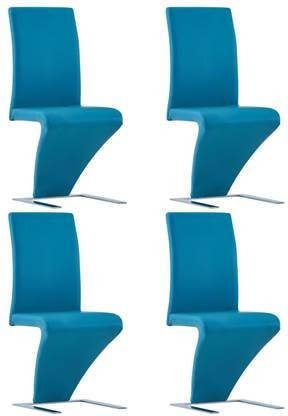 vidaXL Eetkamerstoelen met zigzag vorm 4 st kunstleer blauw