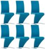 VidaXL Eetkamerstoelen Met Zigzag vorm 6 St Kunstleer Blauw online kopen