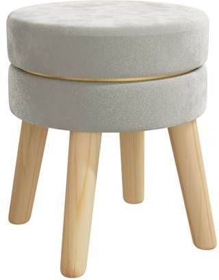 vidaXL Hocker rond fluweel lichtgrijs