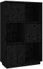 VidaXL Hoge kast 74x35x117 cm massief grenenhout zwart online kopen