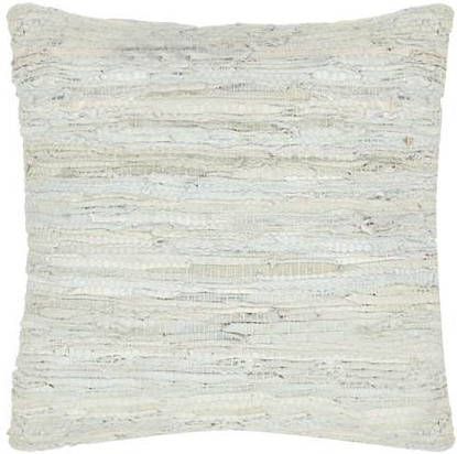 vidaXL Kussen chindi 60x60 cm leer en katoen lichtgrijs