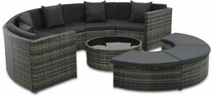 VidaXL 7 delige Loungeset Met Kussens Poly Rattan Grijs