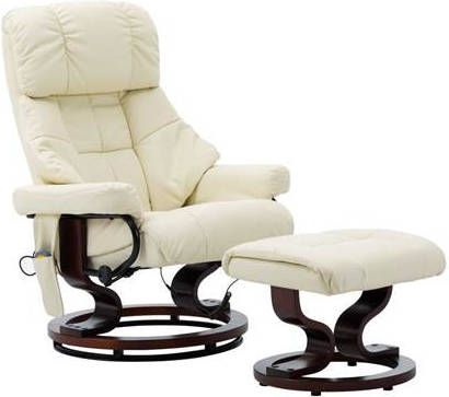 VIDAXL Massagestoel verstelbaar kunstleer en gebogen hout crè, me