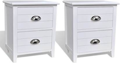 VidaXL Nachtkastjes 2 St Met 2 Lades Wit