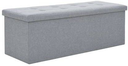 vidaXL Opbergbank inklapbaar 110x38x38 cm kunstlinnen lichtgrijs