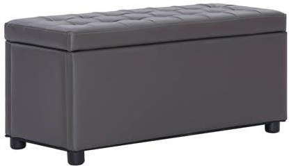 vidaXL Opberghocker 87, 5 cm kunstleer grijs