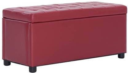 vidaXL Opberghocker 87, 5 cm kunstleer wijnrood