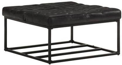 vidaXL Poef 80x80x43 cm echt leer zwart