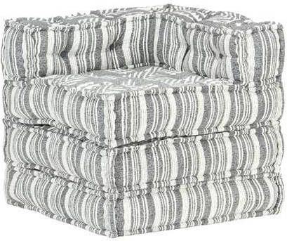 vidaXL Poef modulair stof gestreept grijs