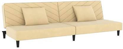 VIDAXL Slaapbank 2 zits met 2 kussens fluweel crè, mekleurig