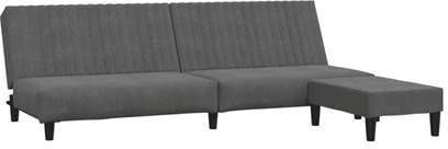 vidaXL Slaapbank 2 zits met voetenbank kunstleer grijs