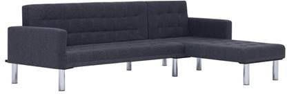 vidaXL Slaapbank L vormig polyester donkergrijs