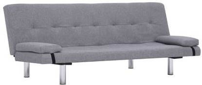 vidaXL Slaapbank met twee kussens polyester lichtgrijs