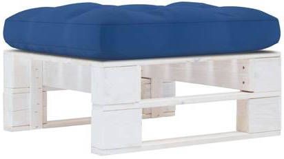 VIDAXL Tuinhocker pallet wit geï, mpregneerd grenenhout