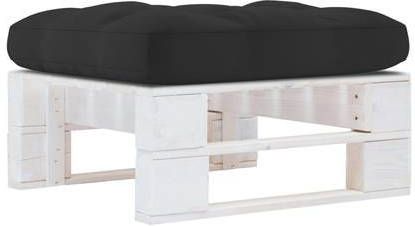 VIDAXL Tuinhocker pallet wit geï, mpregneerd grenenhout
