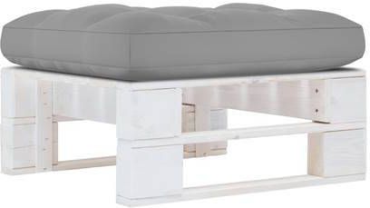 VIDAXL Tuinhocker pallet wit geï, mpregneerd grenenhout