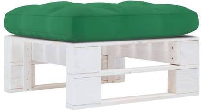 VIDAXL Tuinhocker pallet wit geï, mpregneerd grenenhout