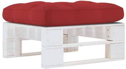VIDAXL Tuinhocker pallet wit geï, mpregneerd grenenhout