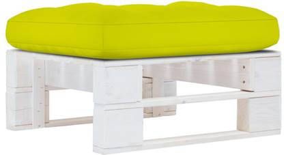 VIDAXL Tuinhocker pallet wit geï, mpregneerd grenenhout