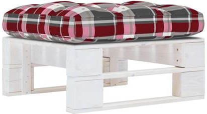 VIDAXL Tuinhocker pallet wit geï, mpregneerd grenenhout