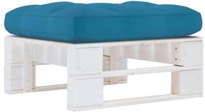 VIDAXL Tuinhocker pallet wit geï, mpregneerd grenenhout