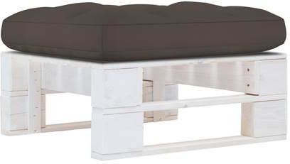 VIDAXL Tuinhocker pallet wit geï, mpregneerd grenenhout