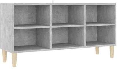 vidaXL Tv meubel met massief houten poten 103, 5x30x50 cm betongrijs