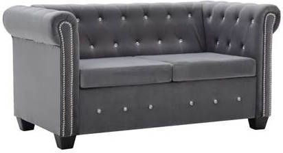 vidaXL Tweezitsbank Chesterfield stijl 146x75x72 cm fluweel grijs