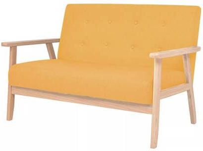 vidaXL Tweezitsbank stof geel
