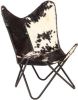 VidaXL Vlinderstoel echt geitenleer zwart en wit online kopen